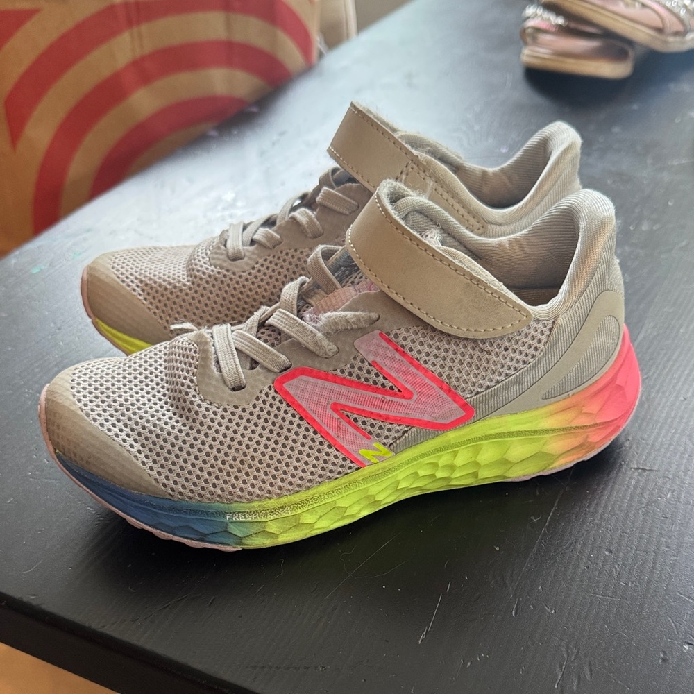 New Balance Kids Gray and Neon Sneakers